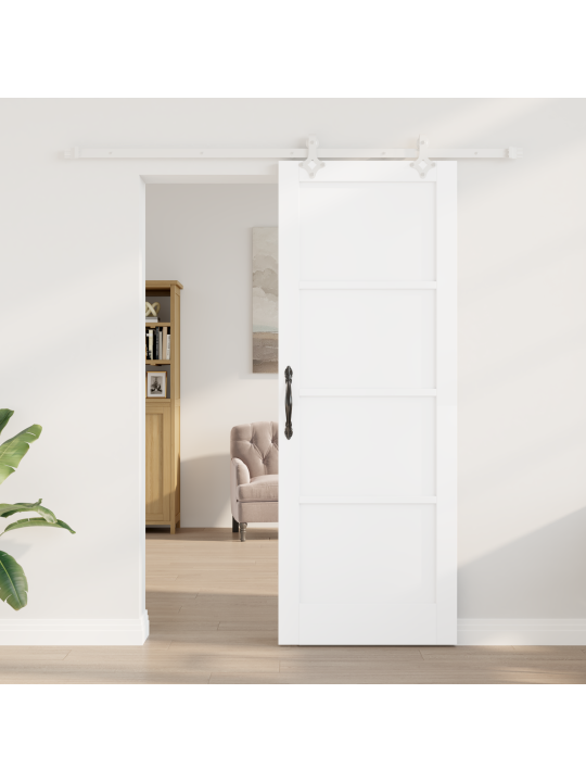 Bīdāmās durvis ar montāžas komplektu baltas 78x211 cm masīvkoks priežu