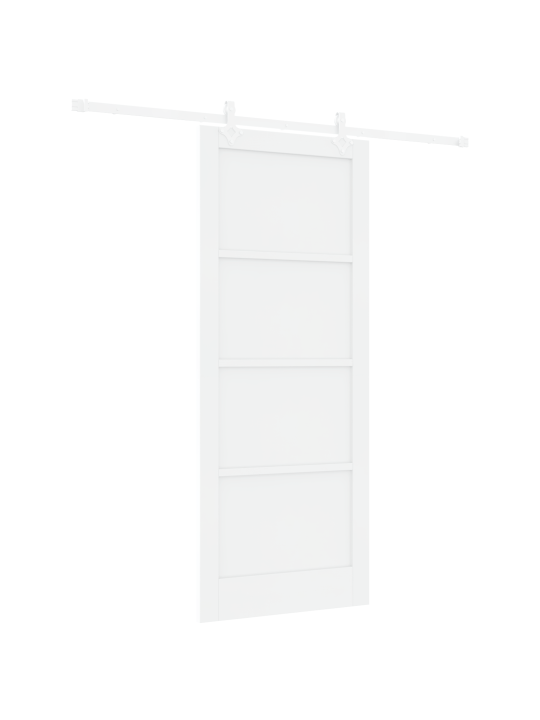Slīdošās durvis ar piederumu komplektu balts 86x211 cm no cieta priežu koka