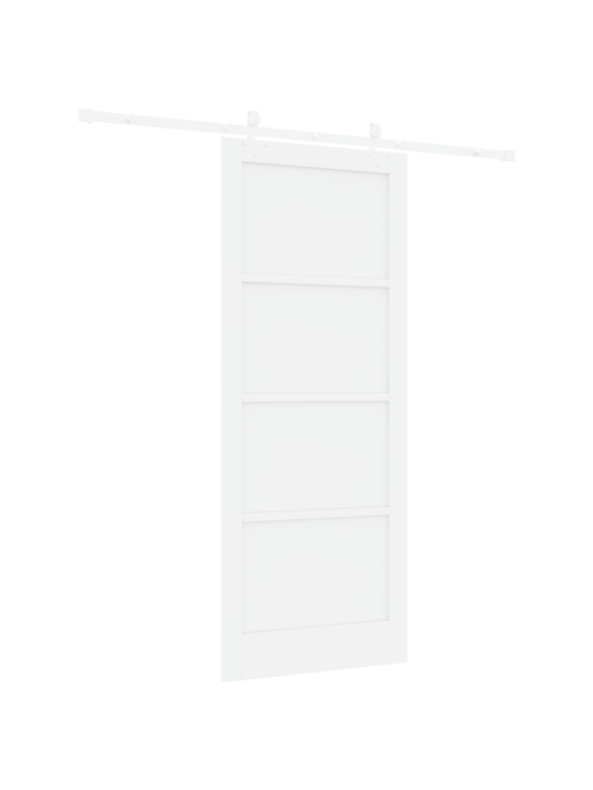 Slīdošās durvis ar piederumu komplektu balts 86x211 cm no cieta priežu koka