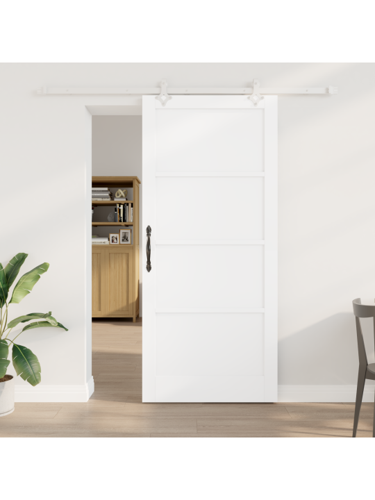 Slīdošās durvis ar aparatūras komplektu balts 93x211 cm cieta koka priede