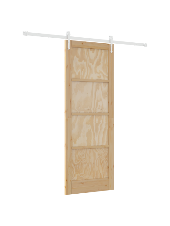Vidaxl bīdāmās durvis ar piederumu komplektu 78x211 cm masīvkoka priede, vidaxl iekštelpu durvis 'orkdal'78x211x4 cm masīvkoka priede