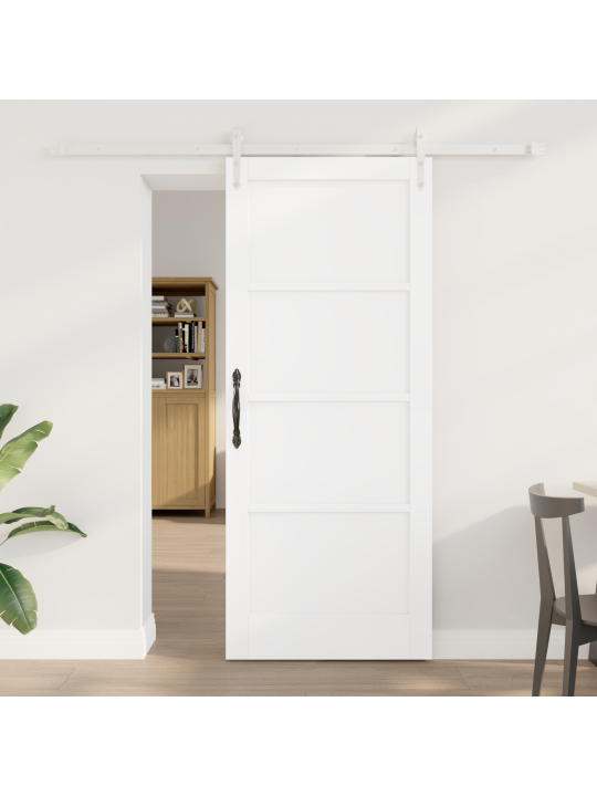 Bīdāmās durvis ar aprīkojuma komplektu baltas 83x202 cm cietas priedes