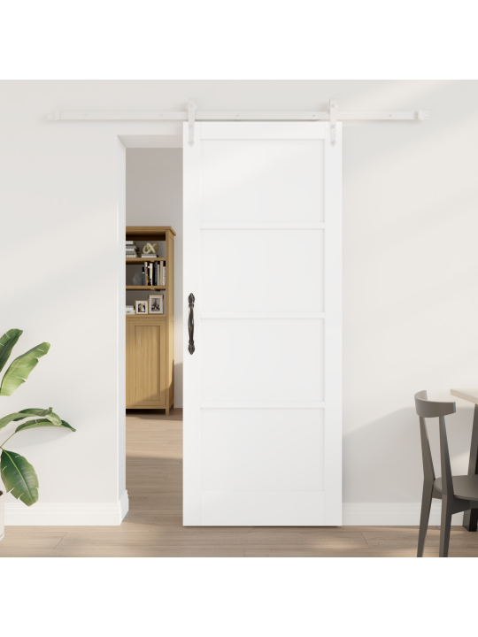Bīdāmās durvis ar aprīkojuma komplektu baltas 83x211 cm cietkoksnes priede