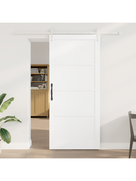 Bīdāmās durvis ar stiprinājumu komplektu baltas 93x211 cm cietās priedes koks