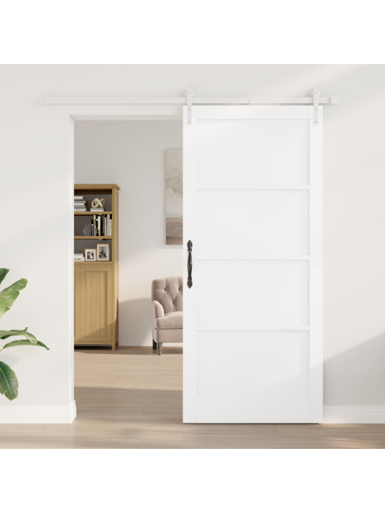 Bīdāmās durvis ar stiprinājumu komplektu baltas 93x211 cm cietās priedes koks