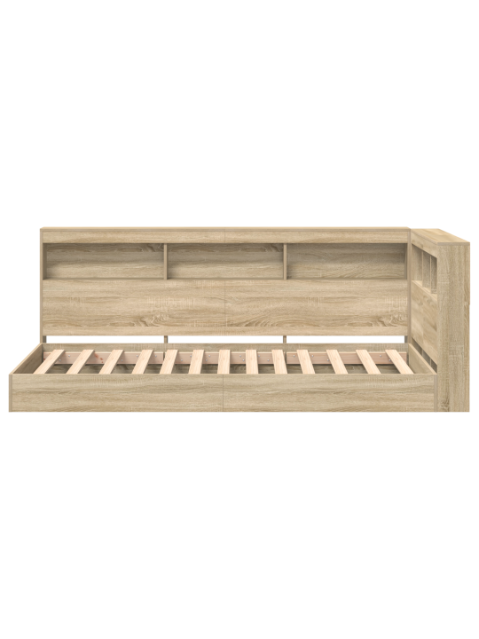 Grāmatplauktu gulta sonoma ozola 75x190 cm inženierijas koka