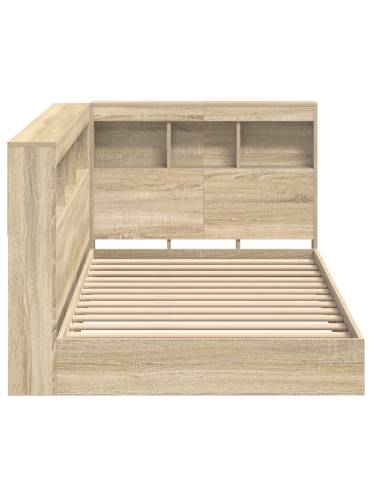 Grāmatplauktu gulta sonoma ozola 75x190 cm inženierijas koka