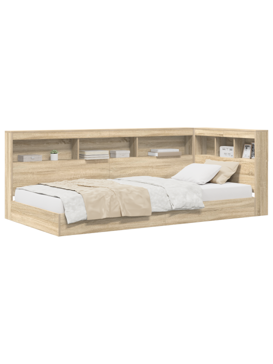 Grāmatplauktu gulta sonoma ozola 75x190 cm inženierijas koka