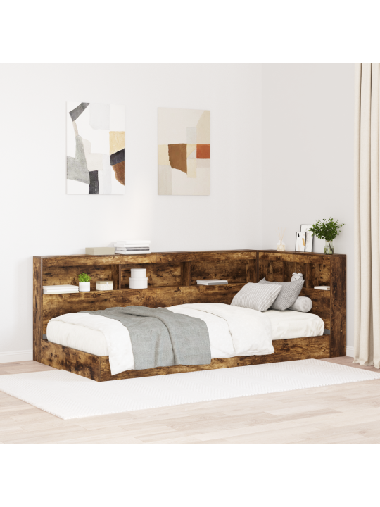 Grāmatu plaukts gulta dūmota ozola 75x190 cm inženierijas koks