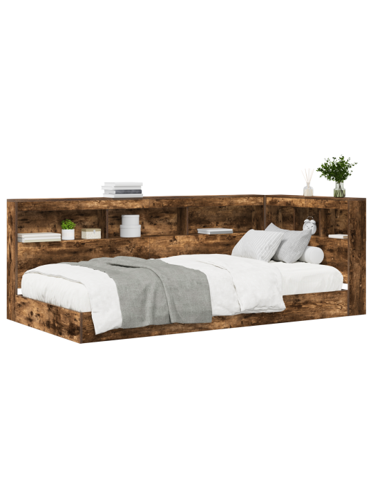 Grāmatu plaukts gulta dūmota ozola 75x190 cm inženierijas koks