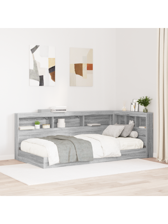 Grāmatu gulta pelēka sonama 75x190 cm inženieru koks