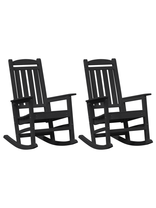 Dārza šūpuļkrēsli 2 gabali melns 70x92x107.5 cm hdpe