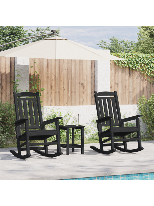 Dārza šūpuļkrēsli 2 gabali melns 70x92x107.5 cm hdpe