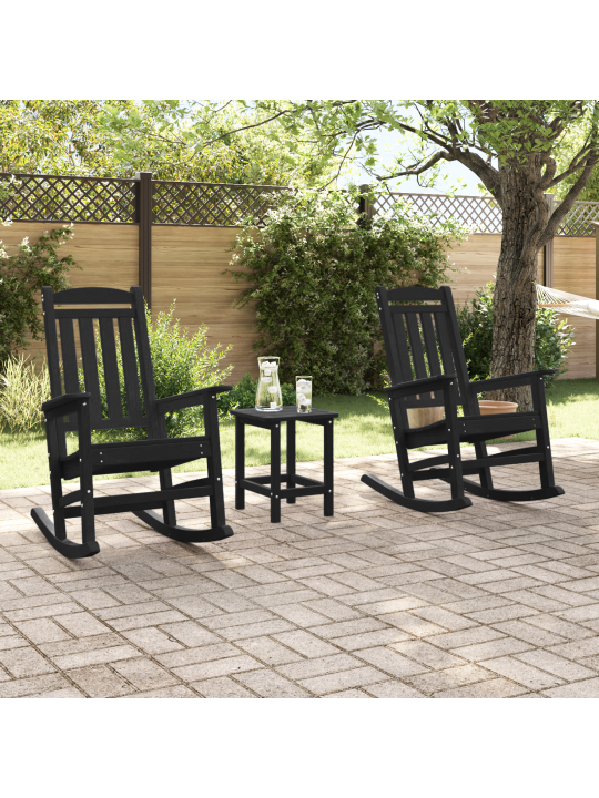 Dārza šūpuļkrēsli 2 gabali melns 70x92x107.5 cm hdpe