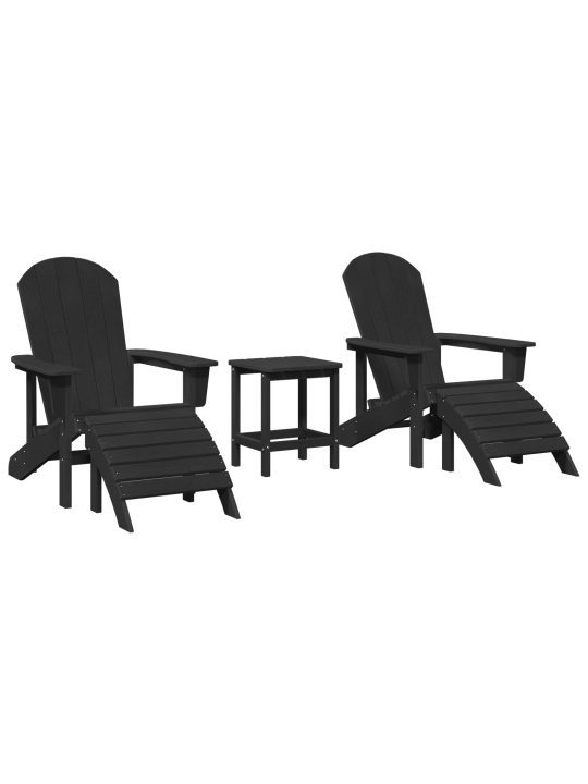 3 gabalu dārza atpūtas komplekts melns hdpe