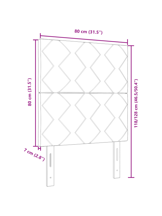 Rozā samtveida galvgalis ar dimanta blokiem - 80 cm