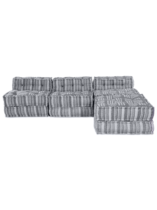 4-sēdvietu modulārs pouffe dīvāns pelēkā krāsā