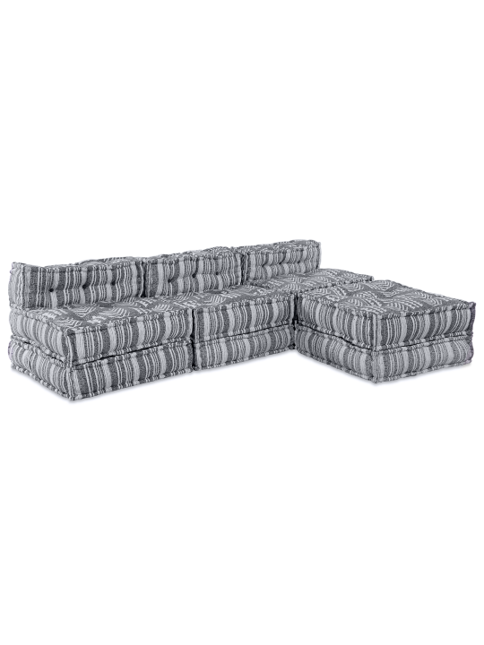 4-sēdvietu modulārs pouffe dīvāns pelēkā krāsā