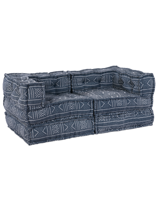 2-sēdvietu modulārs poufs dīvāns indigo krāsā