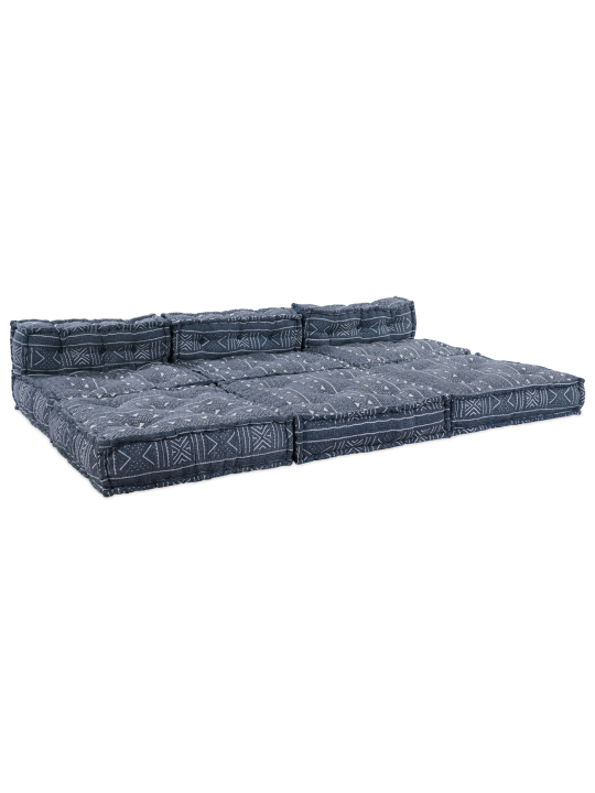 4-sēžu modulārs poufs dīvāns, indigo krāsā