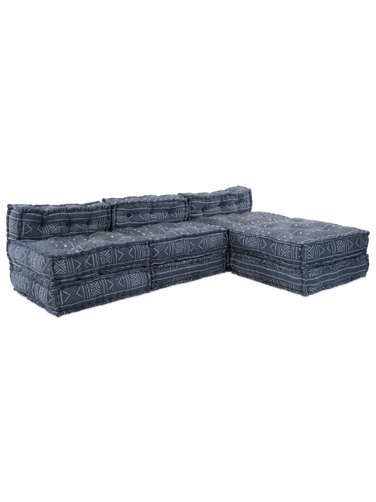 4-sēžu modulārs poufs dīvāns, indigo krāsā