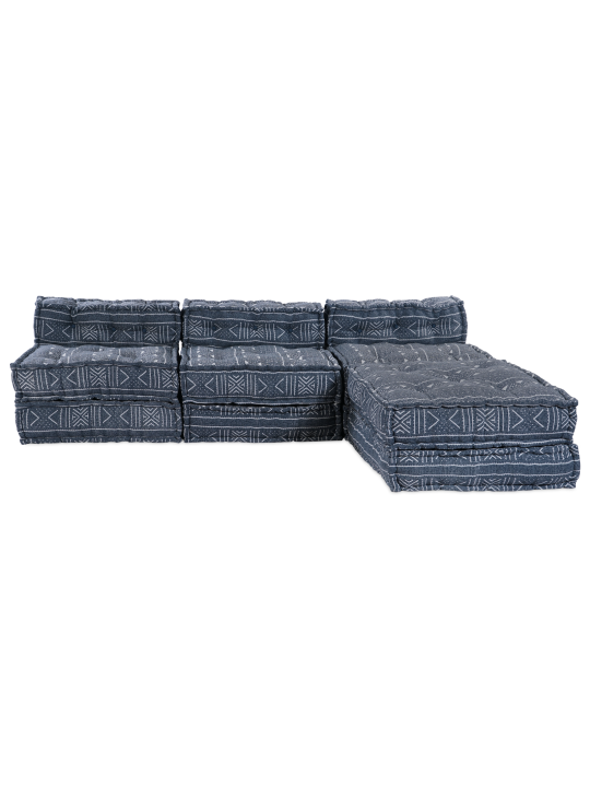 4-sēžu modulārs poufs dīvāns, indigo krāsā
