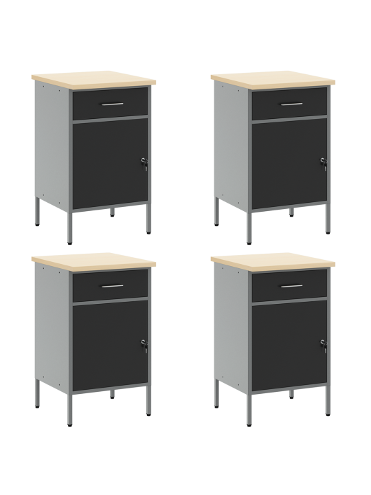 10 daļīgu darba skapju un stiprinājumu komplekts melnais mdf un metals