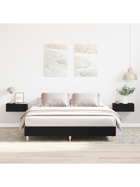 Gultas rāmis melns ozols 140x200 cm inženierēta koka