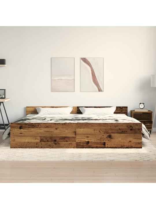 Gultas rāmis vecs koks 200x200 cm inženieru koks