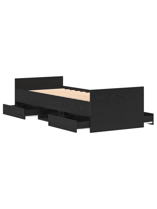 Gultas rāmis bez matrača Melns Ozols 75x190 cm Inženierijas koks