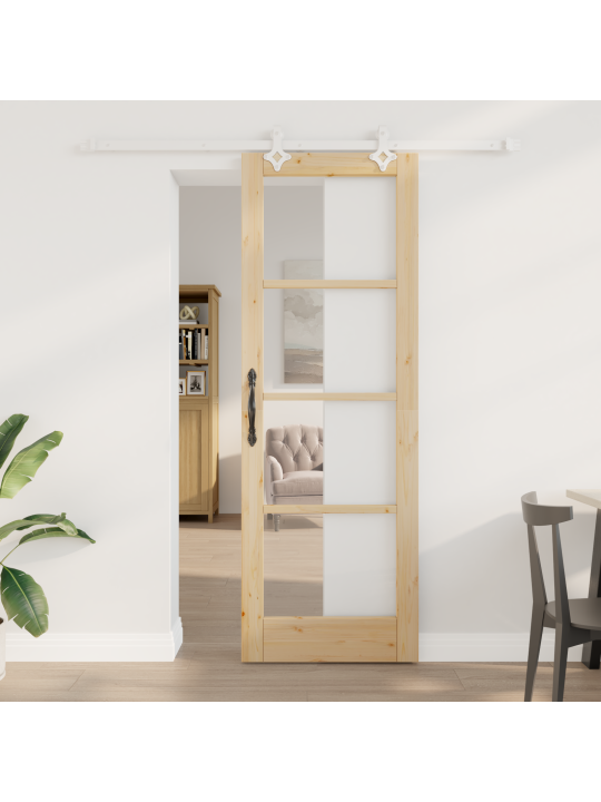 Bīdāmās durvis ar aparatūras komplektu 73.5x211 cm cietā koka priede