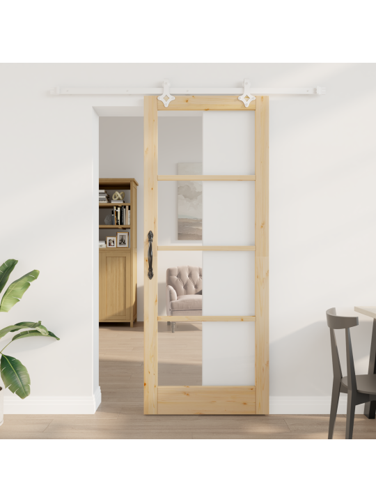 Bīdāmās durvis ar piederumu komplektu 83x211 cm no masīvkoka priedes