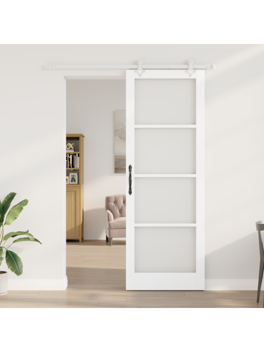 Bīdāmās durvis ar montāžas komplektu Balts 83x232 cm cietā priedes