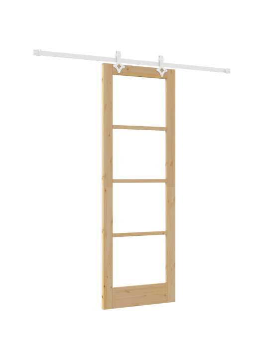 Vidaxl bīdāmās durvis ar aparatūru 73.5x211 cm masīvkoks priede, vidaxl iekštelpu durvis ar stiklu "orkdal" 73.5x211x4 cm masīvkoks priede