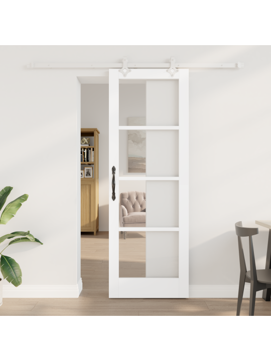 Bīdāmās durvis ar aparatūras komplektu balts 73.5x211 cm cietkoksne priede