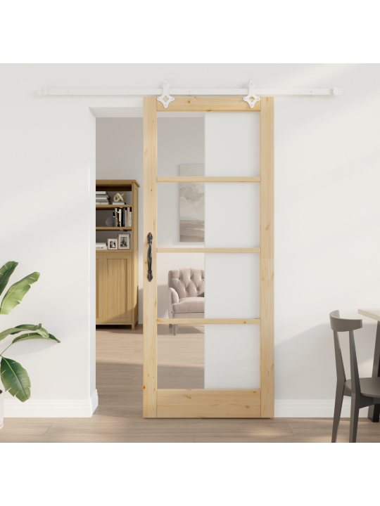 Slīdošas durvis ar aprīkojuma komplektu 86x211 cm no cietā koka priedes