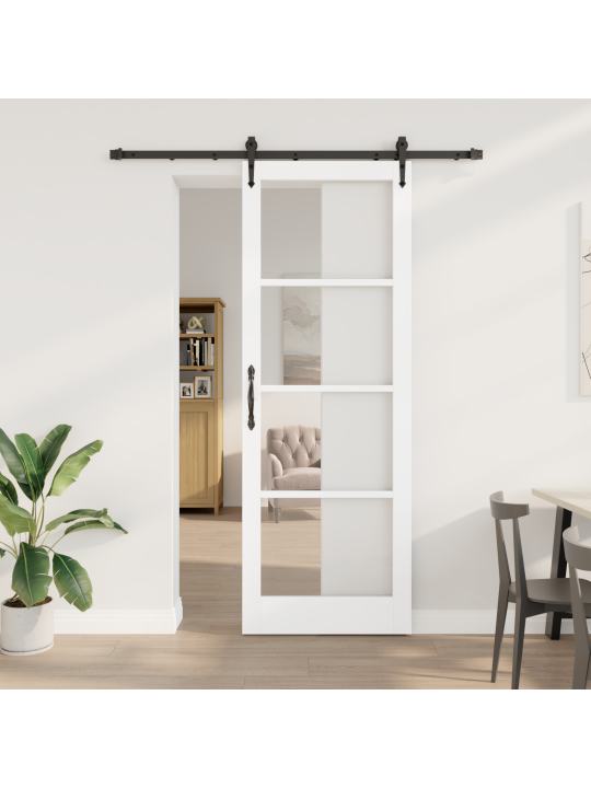 Bīdāmās durvis ar aparatūru komplektā balts 83x232 cm cietais koks priežu