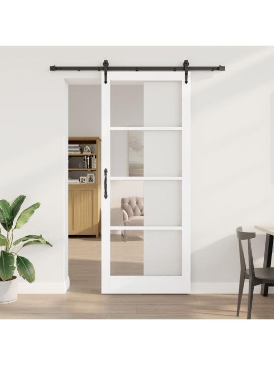 Bīdāmās durvis ar piederumu komplektu balta 93x232 cm Cietais priežu koks