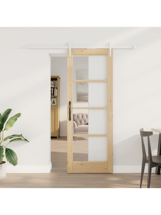 Bīdāmās Durvis ar Uzturēšanas Komplekta 73.5x198.5 cm Cieta Koka Priežu