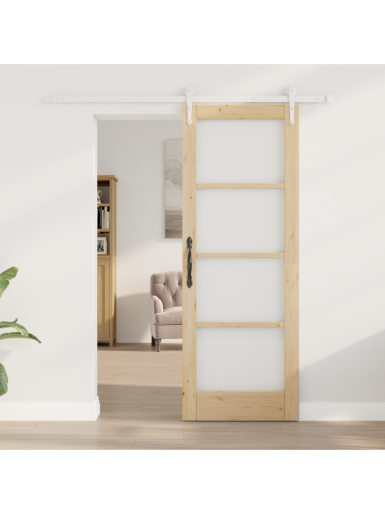 Bīdāmās Durvis ar Uzturēšanas Komplekta 73.5x198.5 cm Cieta Koka Priežu