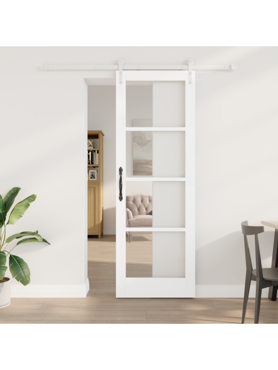 Bīdāmās durvis ar aparatūras komplektu Balta 73.5x211 cm Masīvkoks Priežu