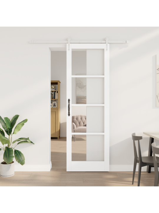 Bīdāmās durvis ar aparatūras komplektu balts 78x232 cm cieta priežu koka
