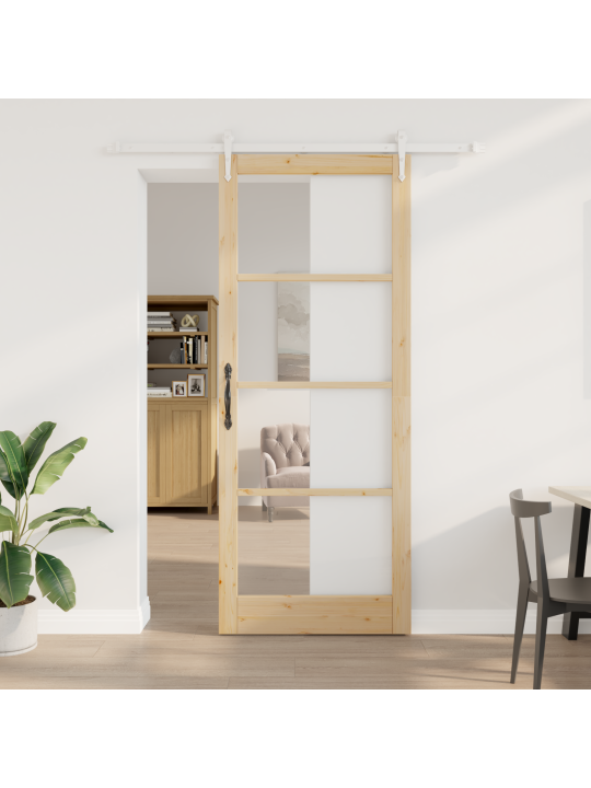 Bīdāmās durvis ar aparatūras komplektu 93x232 cm cietais priedes koks