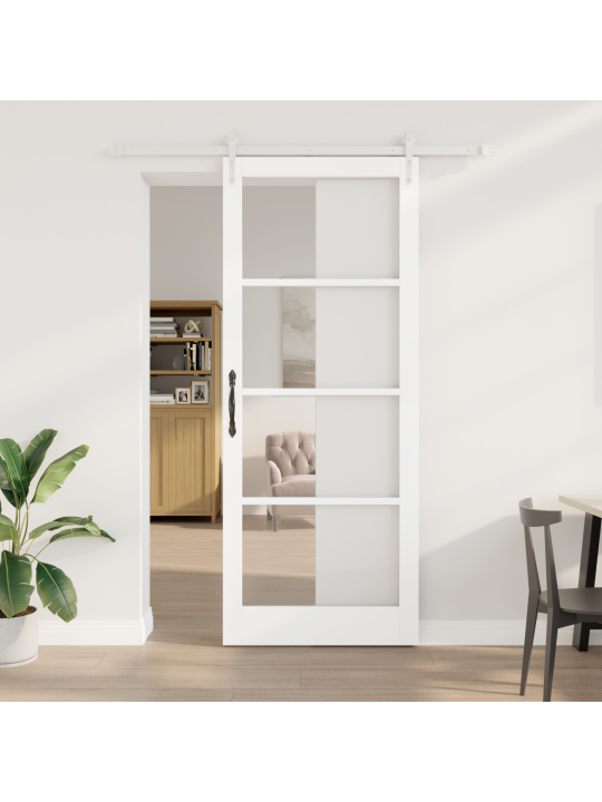 Bīdāmās durvis ar aparatūras komplektu baltas 93x232 cm cieta priede