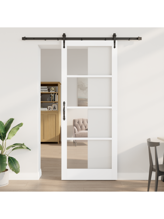 Bīdāmās durvis ar aparatūras komplektu baltas 93x232 cm cietā priedes