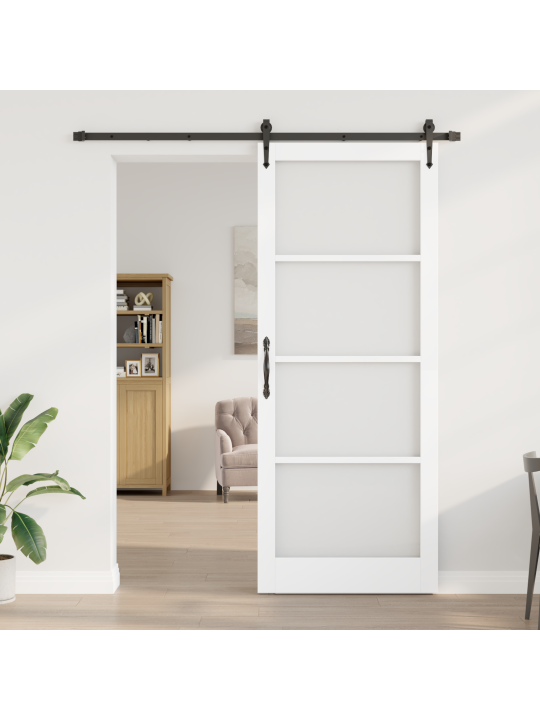 Bīdāmās durvis ar aparatūras komplektu baltas 93x232 cm cietā priedes
