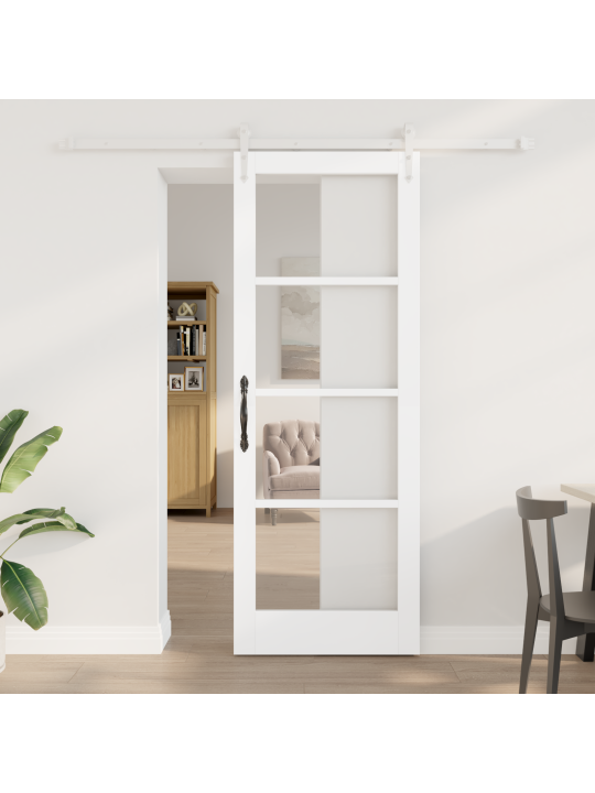 Baltas iekšējās durvis ar aparatūras komplektu 78 x 211 cm cietā priedes koks