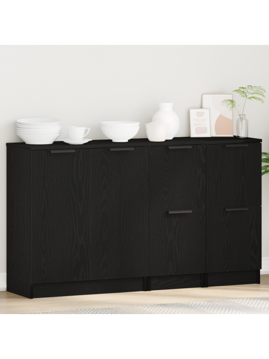 Sideboards 3 gabali melna ozola inženierijas koks