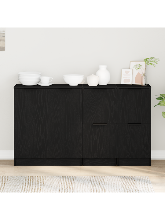 Sideboards 3 gabali melna ozola inženierijas koks