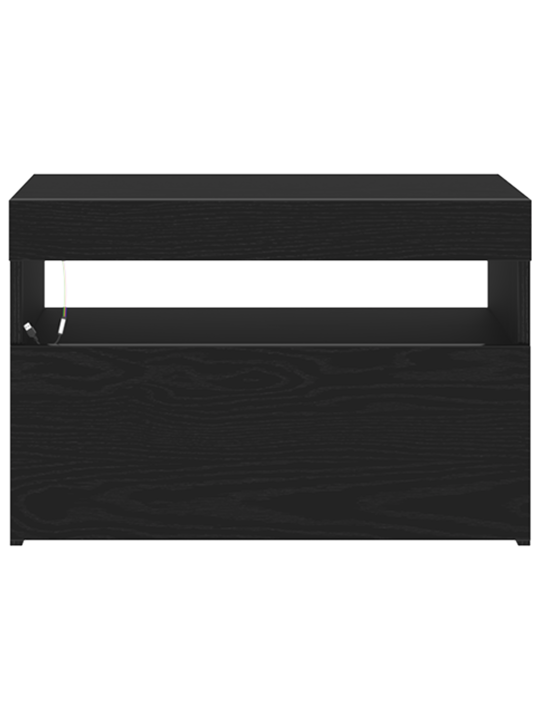 Naktsgaldiņš ar led gaismām melna ozola 60x35x40 cm
